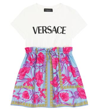 Vestido Acid Bouquet de algodón con logo | Versace Kids