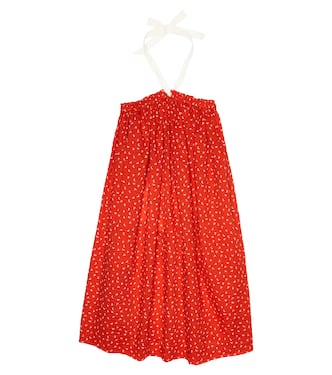 Agave polka dot cotton minidress | Caramel