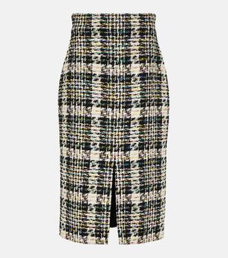 Checked tweed midi pencil skirt | Alexander McQueen