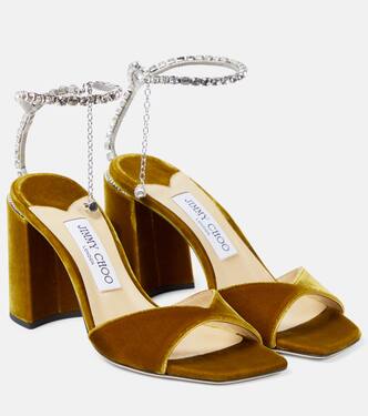 Saeda embellished velvet sandals | Jimmy Choo