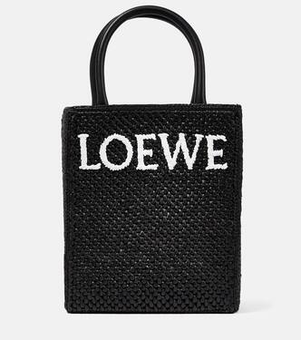 Leather-trimmed raffia tote bag | Loewe
