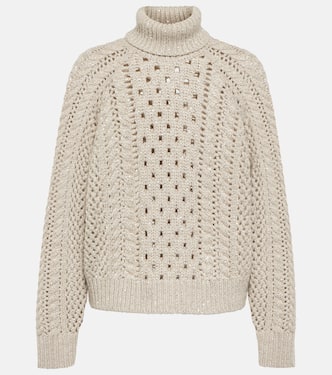 Cable-knit cashmere-blend sweater | Brunello Cucinelli