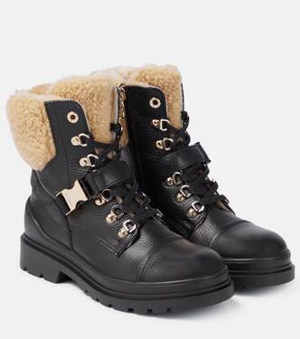 Schnürstiefel aus Leder mit Shearling | Bogner
