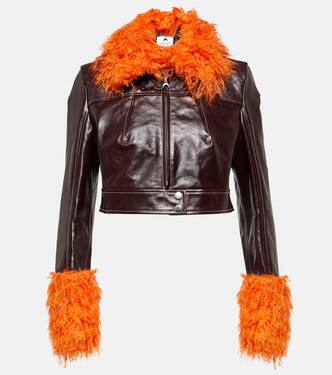 Faux fur-trimmed leather jacket | Marine Serre