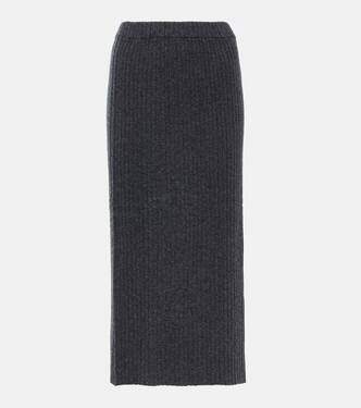 Ribbed-knit cashmere midi skirt | Jardin des Orangers