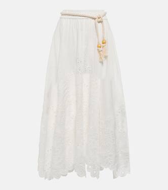 Jupe Clover en lin à broderies anglaises | Zimmermann