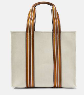 The Suitcase Stripe Medium canvas tote bag | Loro Piana