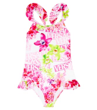 Baby - Costume intero con stampa floreale e logo | Versace Kids