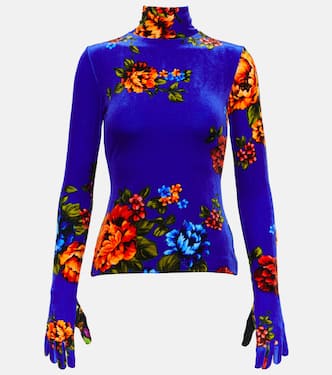 Floral velvet turtleneck top with gloves | Vetements