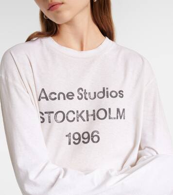 Logo oversized cotton-blend T-shirt in white - Acne Studios 