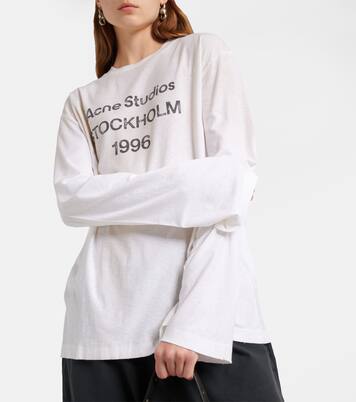 Logo oversized cotton-blend T-shirt in white - Acne Studios 
