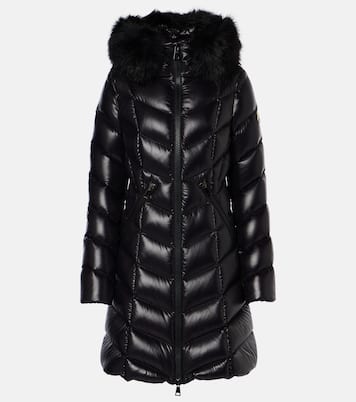 Fulmarus shearling trimmed down coat in black Moncler Mytheresa