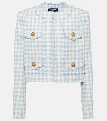 Checked cotton-blend tweed jacket | Balmain