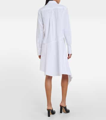 Deconstructed cotton poplin shirt dress in white - JW Anderson 