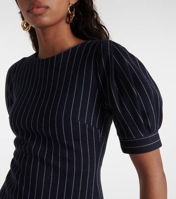 Tunica striped cotton-blend midi dress in blue - Max Mara | Mytheresa