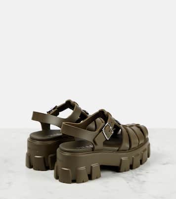 Monolith platform sandals in green - Prada | Mytheresa