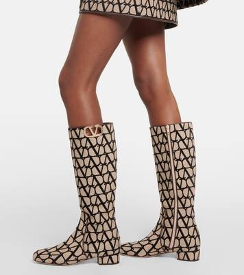 Toile Iconographe knee-high boots in multicoloured - Valentino 
