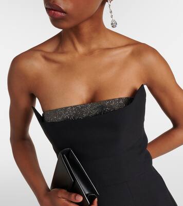 Verziertes Midikleid aus Wolle und Seide in Schwarz - Roland  