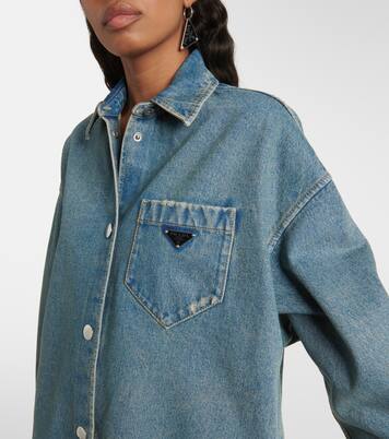 Oversize-Hemdblusenkleid aus Denim in Blau - Prada | Mytheresa