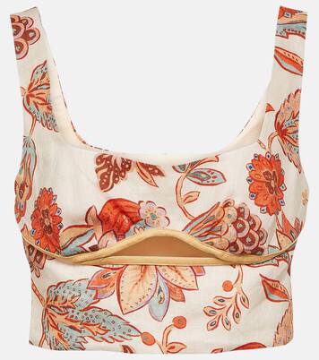 Bedrucktes Cropped-Top Noemi aus Leinen in Multicolor - SIR 