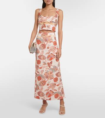 Bedrucktes Cropped-Top Noemi aus Leinen in Multicolor - SIR 