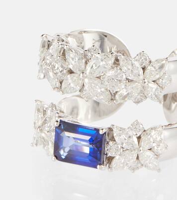 Ring aus 18kt Weißgold mit Diamanten und Saphir in Blau - Yeprem 