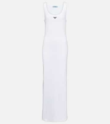 Maxikleid aus Baumwoll-Jersey in Weiß - Prada | Mytheresa