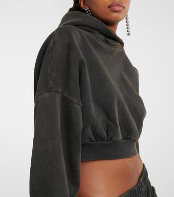 Cropped-Hoodie aus Baumwoll-Fleece in Schwarz - Entire Studios 
