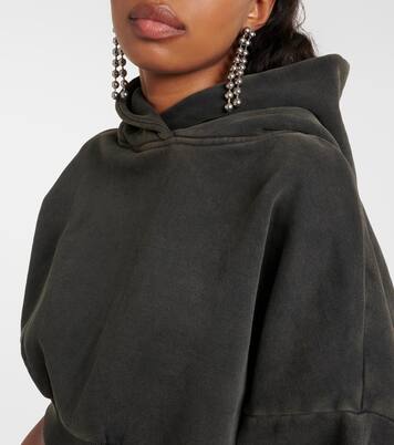 Cropped-Hoodie aus Baumwoll-Fleece in Schwarz - Entire Studios 