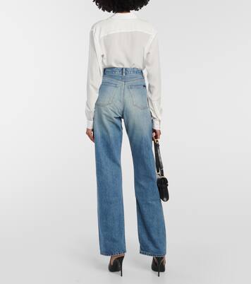 High-rise straight jeans in blue - Saint Laurent | Mytheresa 