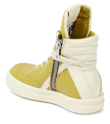 Geobasket leather high-top sneakers in yellow - Rick Owens Kids 