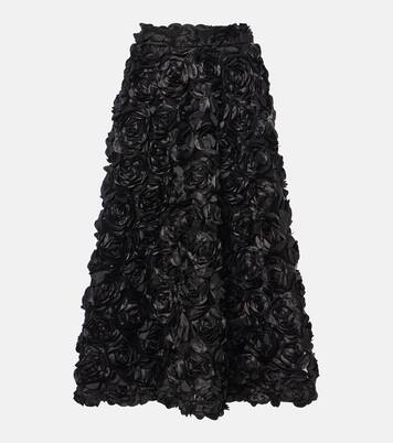 Sun floral-appliqu high-rise maxi skirt in black - Rotate | Mytheresa