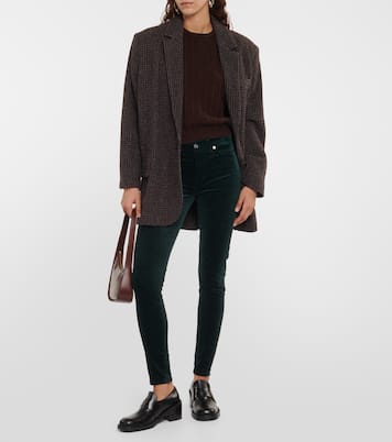 HW Skinny slim velvet pants in green - 7 For All Mankind | Mytheresa