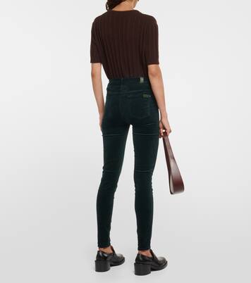 HW Skinny slim velvet pants in green - 7 For All Mankind | Mytheresa 