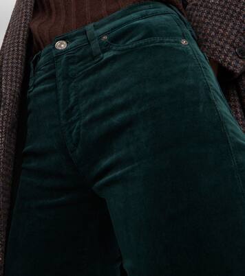 HW Skinny slim velvet pants in green - 7 For All Mankind | Mytheresa