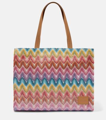 Zigzag Large canvas tote bag in multicoloured - Missoni | Mytheresa 