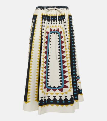 Bedruckter Midirock aus Baumwollpopeline in Multicolor - La Double 