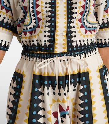 Bedruckter Midirock aus Baumwollpopeline in Multicolor - La Double 