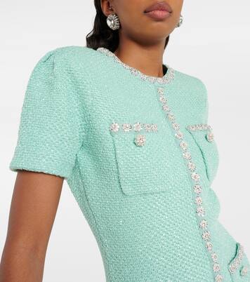 Embellished sequined knit minidress in blue - Self Portrait 