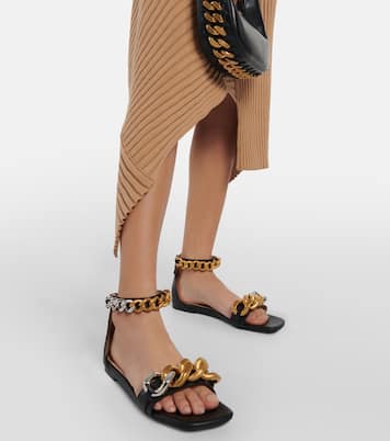 Falabella embellished flat sandals in black Stella Mc Cartney Mytheresa