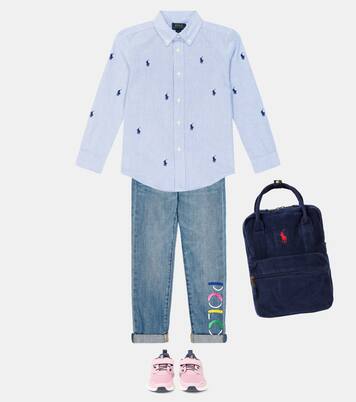 Logo embroidered cotton Oxford shirt in blue - Polo Ralph Lauren 