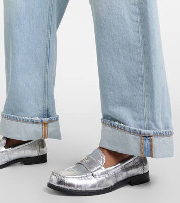 Loafers Perry aus Metallic-Leder in Silber - Tory Burch | Mytheresa 