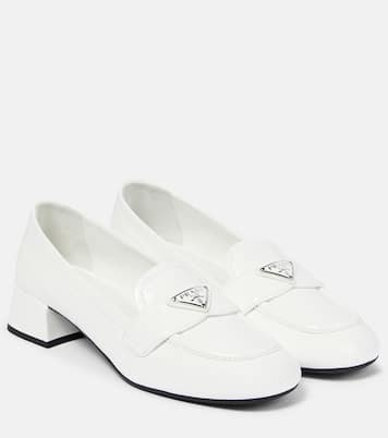 Logo leather loafer pumps | Prada