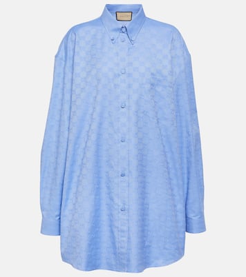 Oversize-Hemd GG aus Baumwolle in Blau - Gucci | Mytheresa 