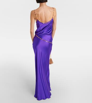 Tahni Diamante Chain Maxi Skirt Oyster main image 1