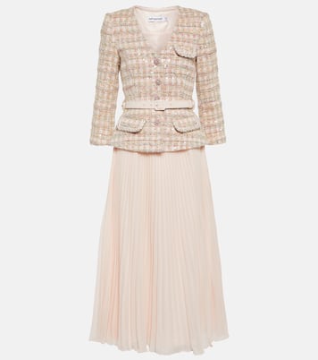 Midikleid mit Bouclé in Pink - Self Portrait | Mytheresa