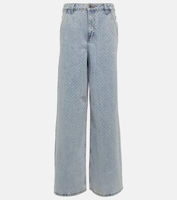 Verzierte High-Rise Wide-Leg Jeans in Blau - Self Portrait | Mytheresa