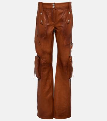 Leather cargo pants in brown - Blumarine | Mytheresa
