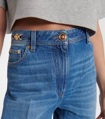 High-rise straight jeans in blue - Versace | Mytheresa