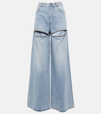 Verzierte High-Rise Wide-Leg Jeans in Blau - Area | Mytheresa